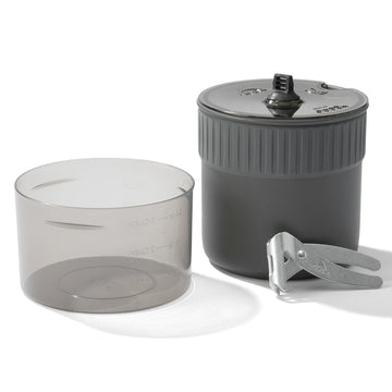 MSR Trail Mini Duo 1.2L pot with insulated grip for quick meals on the trail.