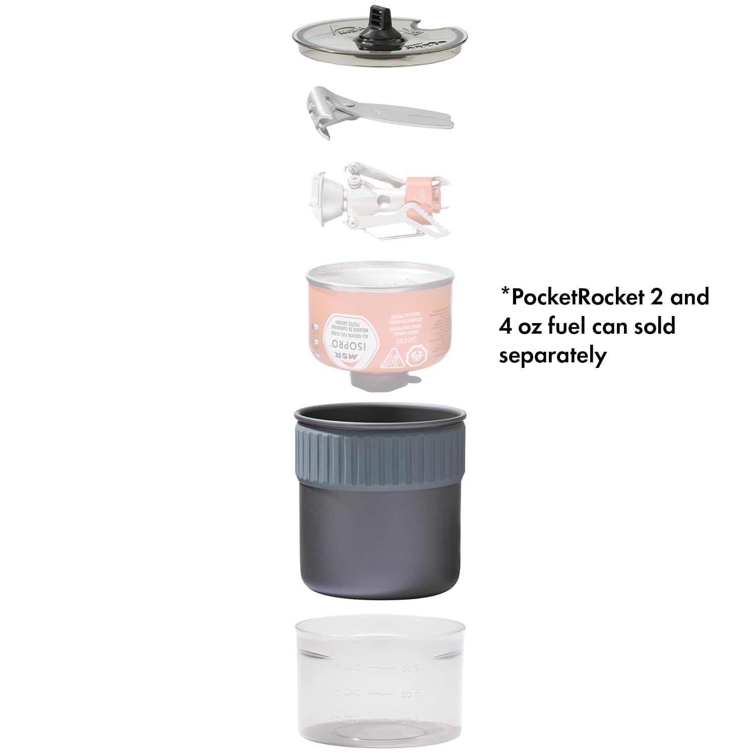 MSR Trail Mini Solo Cook Set with PocketRocket inside for compact stove kit