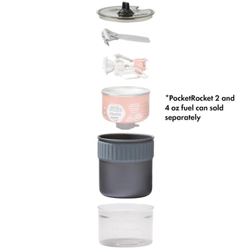 MSR Trail Mini Solo Cook Set with PocketRocket inside for compact stove kit