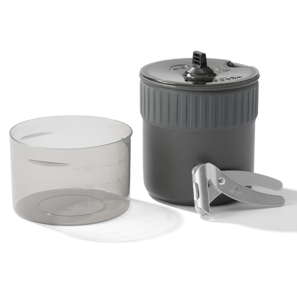 MSR Trail Mini Solo Cook Set stacked in pack for space-saving solo trips
