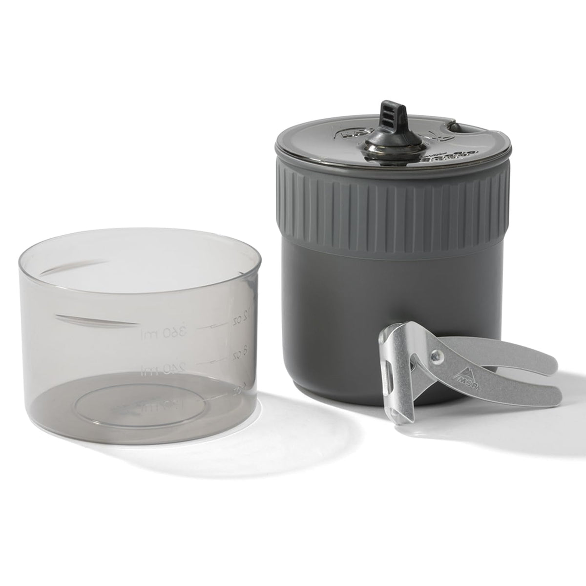 MSR Trail Mini Solo Cook Set stacked in pack for space-saving solo trips