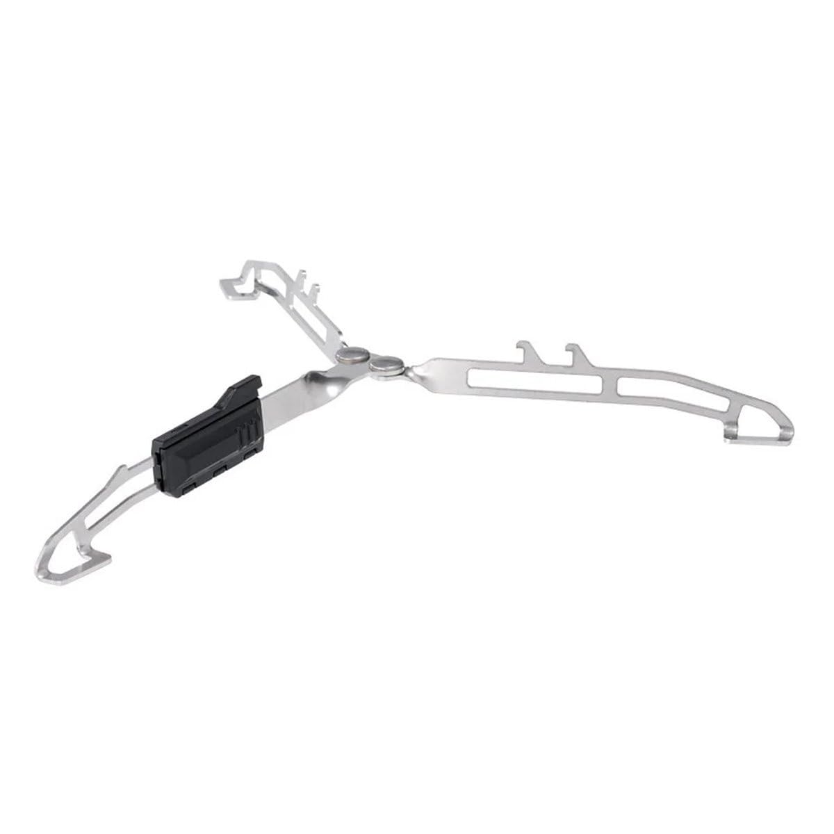 MSR Universal Canister Stand base stability aids stove setup on uneven terrain.