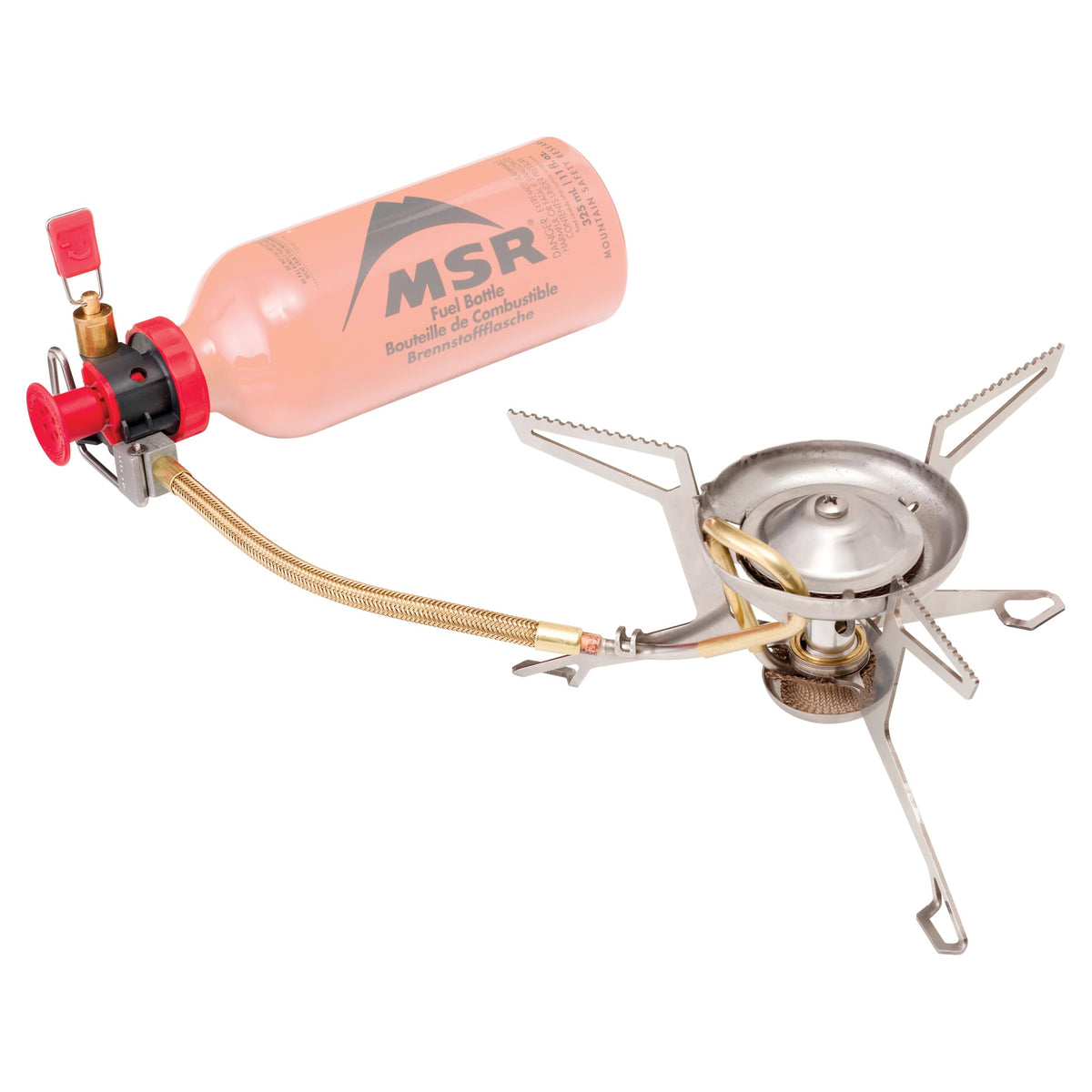 MSR WhisperLite International with fuel injectors enabling versatile fuel options for adventures.