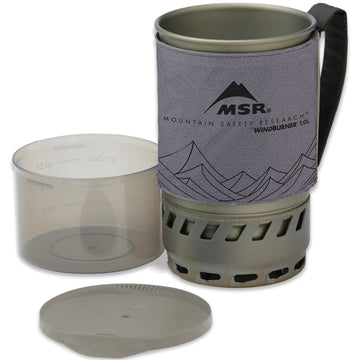 MSR WindBurner 1L pot close-up showing the heat exchanger for fast boiling