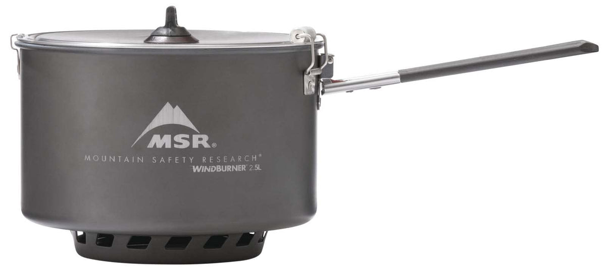 MSR WindBurner 2.5L sauce pot nest for group meals on backcountry trips.