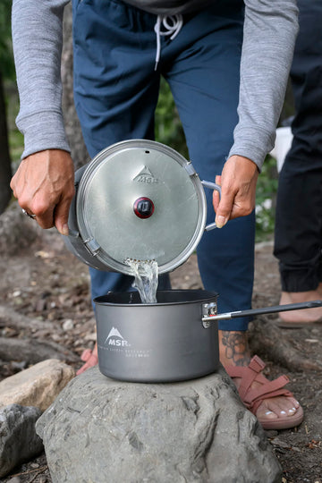 MSR WindBurner 4.5L pot demonstrates self-centering design for stability