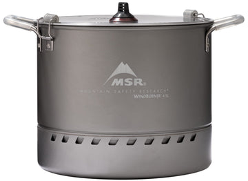 MSR WindBurner 4.5L pot with strainer lid for group backcountry meals