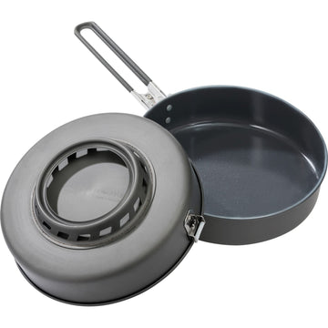 MSR WindBurner 8-Inch ceramic skillet with folding handle for compact camping cooking