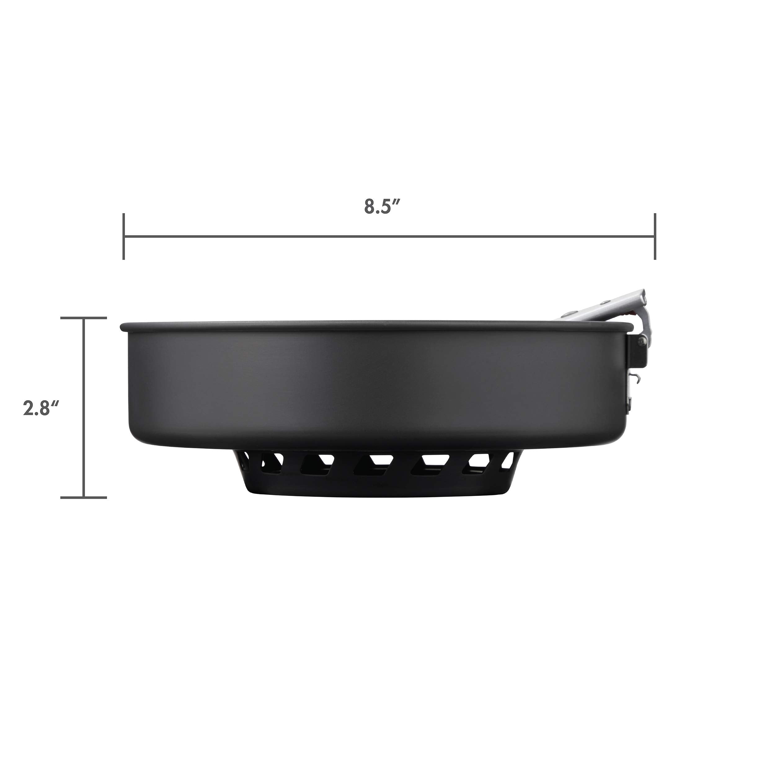 Compact 8.5-inch skillet profile suitable for backpacking adventures