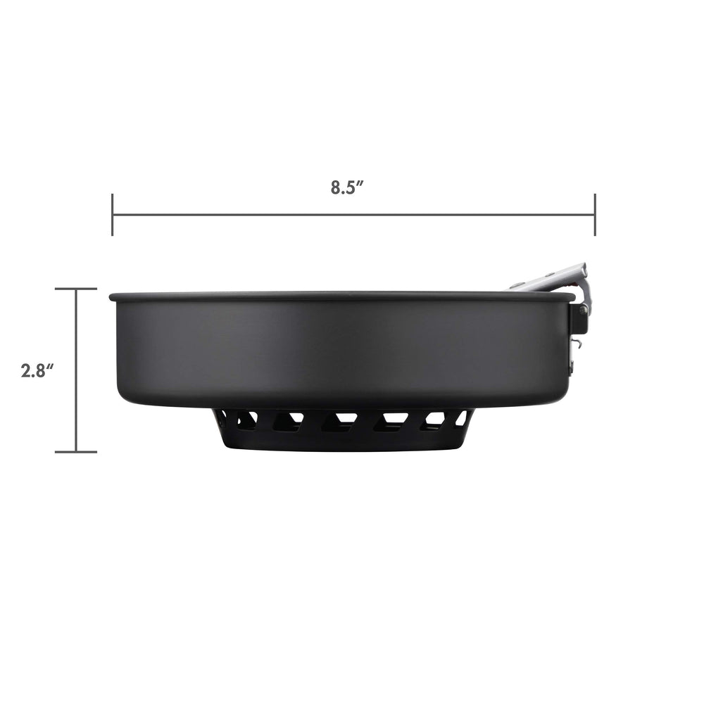 Compact 8.5-inch skillet profile suitable for backpacking adventures