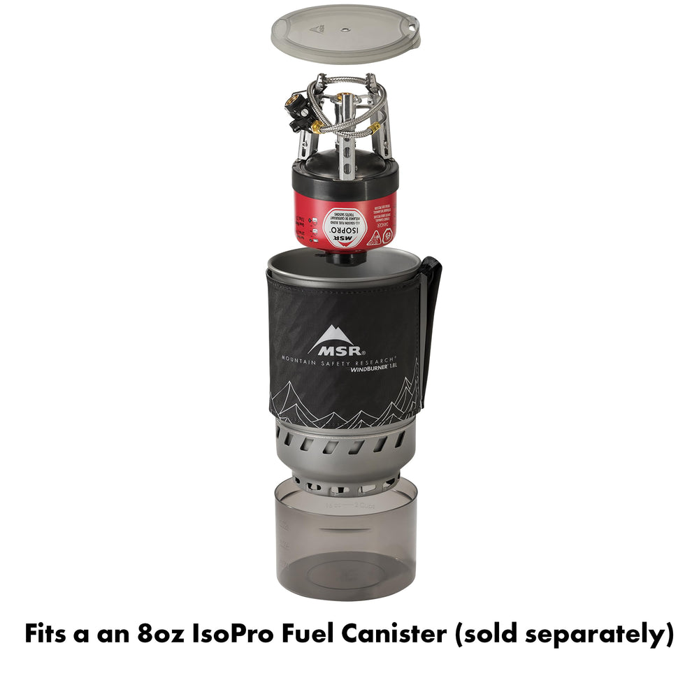 MSR WindBurner Duo 1.8-liter pot nests all components for easy packing.