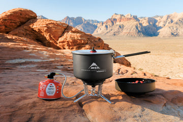 MSR WindBurner enclosed heat ring provides even simmering outdoors.