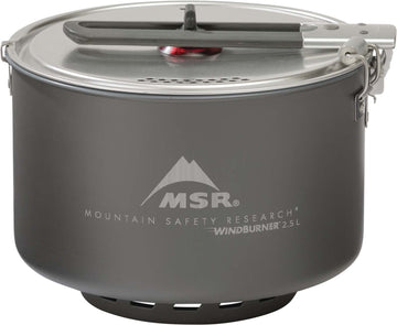 MSR WindBurner self-centering pot fits deep-lip stoves for stable backcountry use.