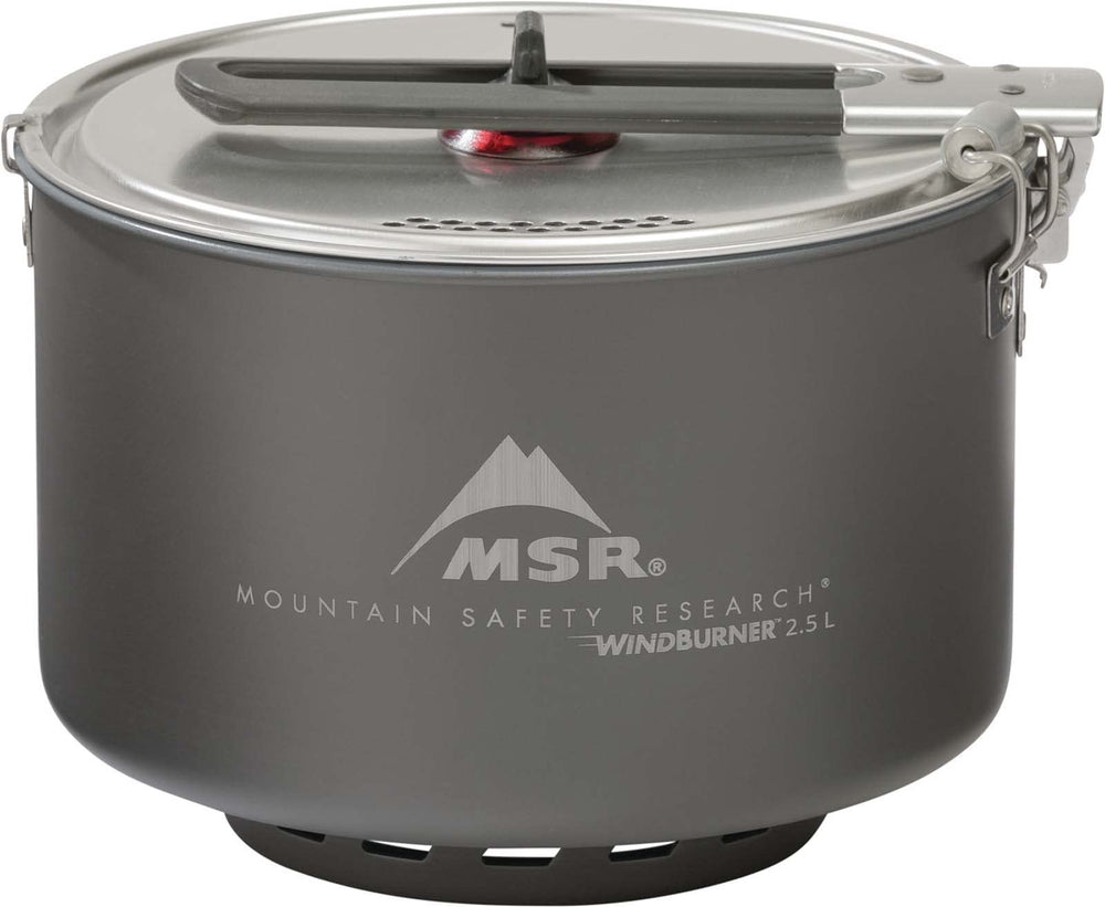 MSR WindBurner self-centering pot fits deep-lip stoves for stable backcountry use.