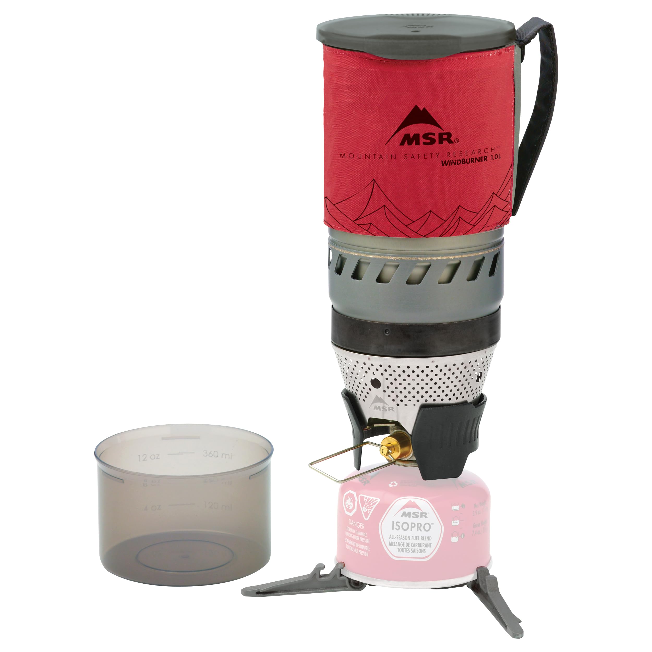 MSR WindBurner stove system in red ready for compact setup and quick meals