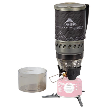 MSR WindBurner stove system set up for fast boils in windy conditions