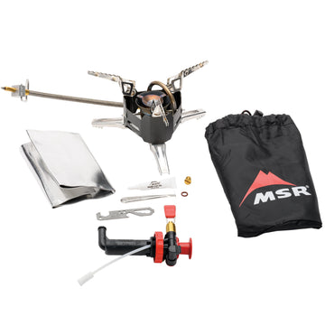 MSR XGK-EX flexible-fuel-line lets you store the stove compactly for trips.