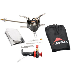 MSR XGK-EX flexible-fuel-line lets you store the stove compactly for trips.