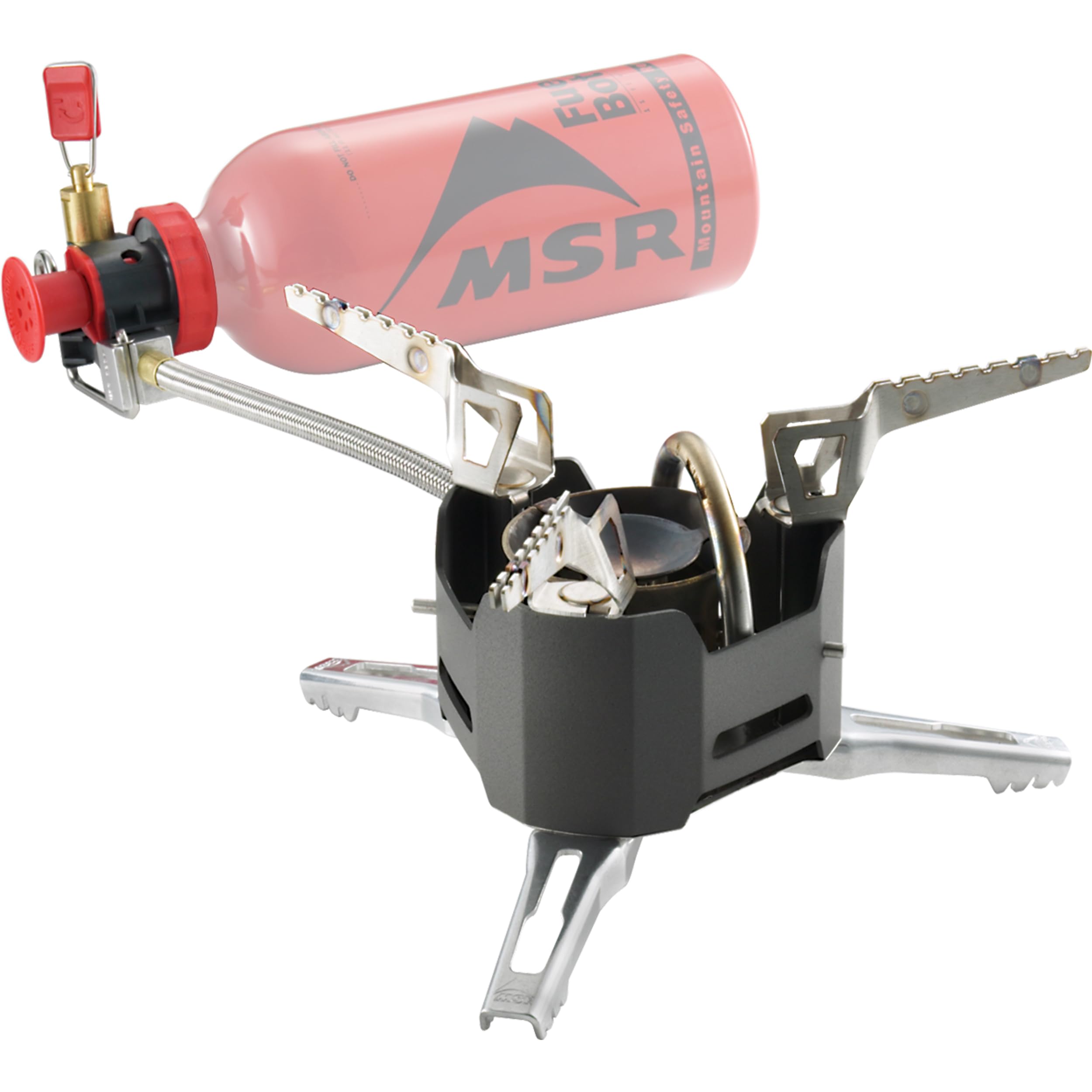 MSR XGK-EX multi-fuel stove demonstrates versatile fuel compatibility for expeditions.