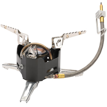 MSR XGK-EX retractable-legs provide stable cooking with larger pots at altitude.