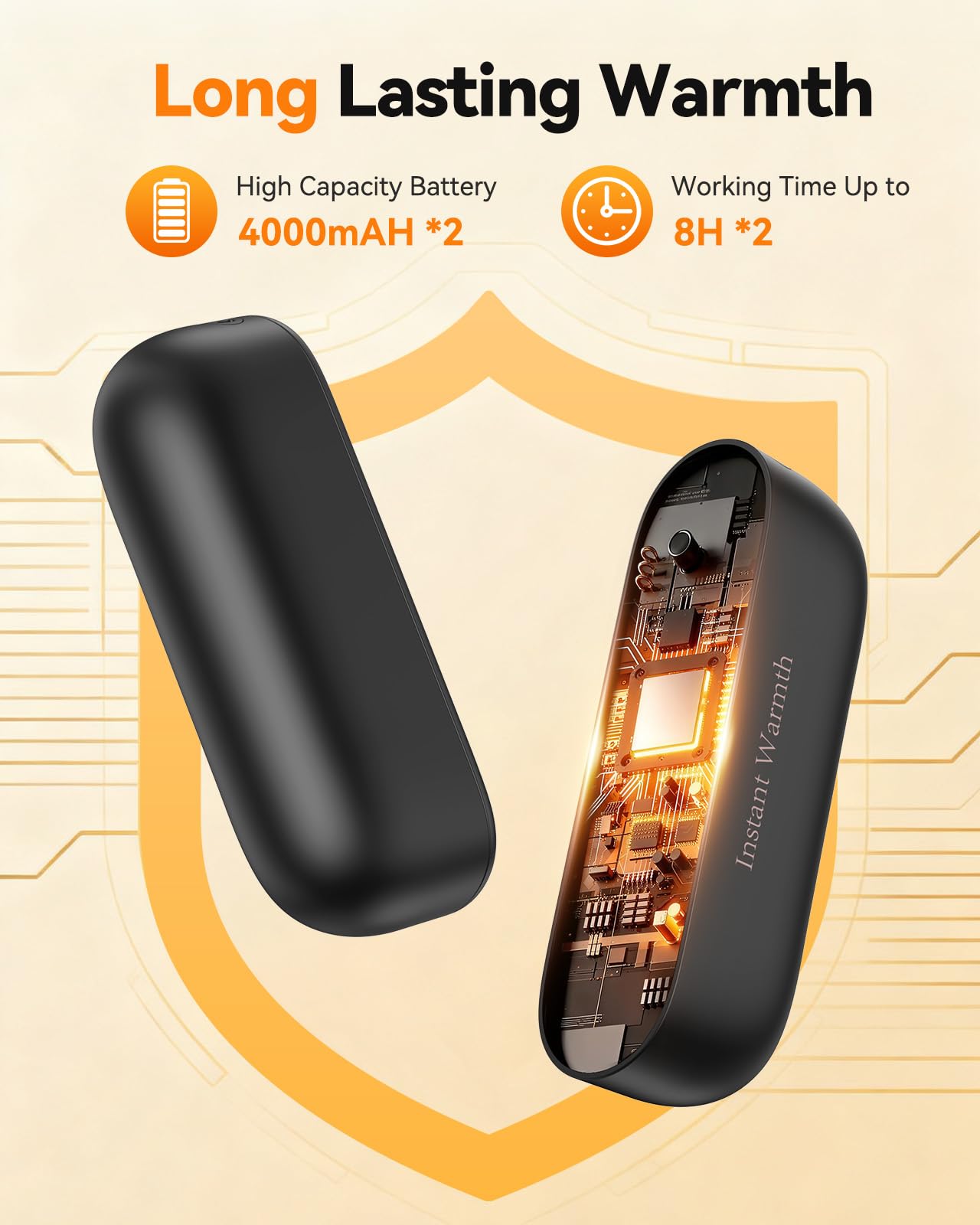 Mstoekn 2-in-1 hand warmers 8000mAh capacity supports extended warmth.