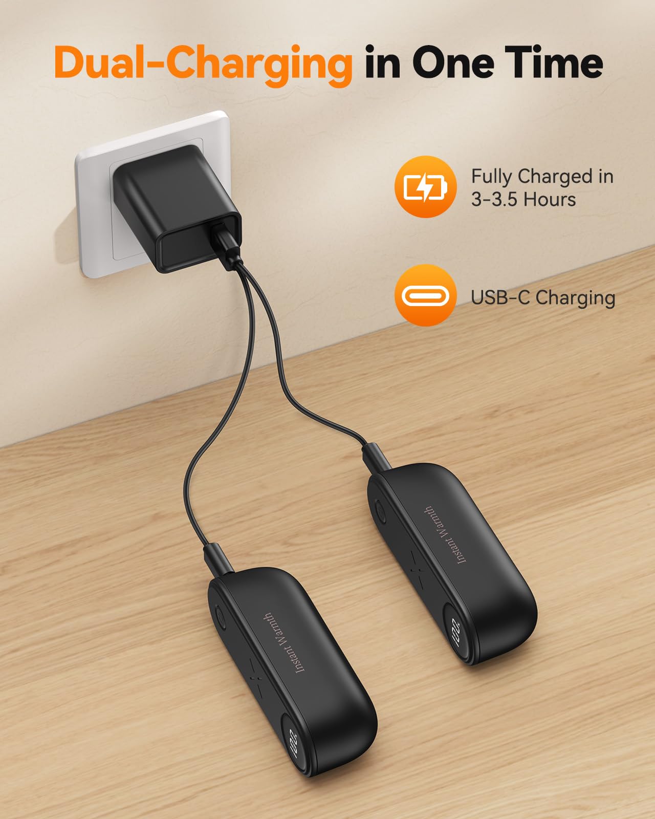 Mstoekn 2-in-1 hand warmers USB-C port for easy recharging.