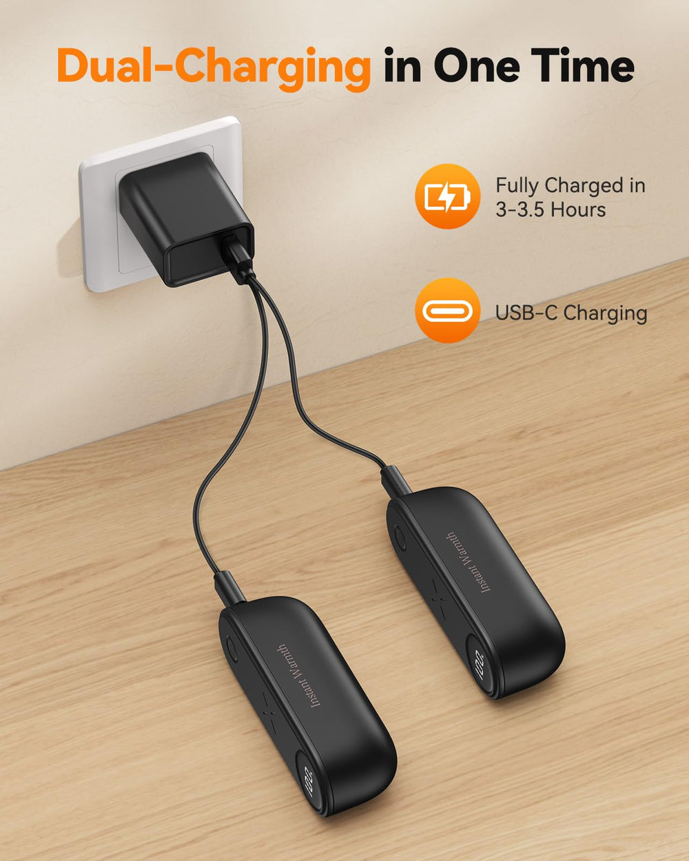 Mstoekn 2-in-1 hand warmers USB-C port for easy recharging.