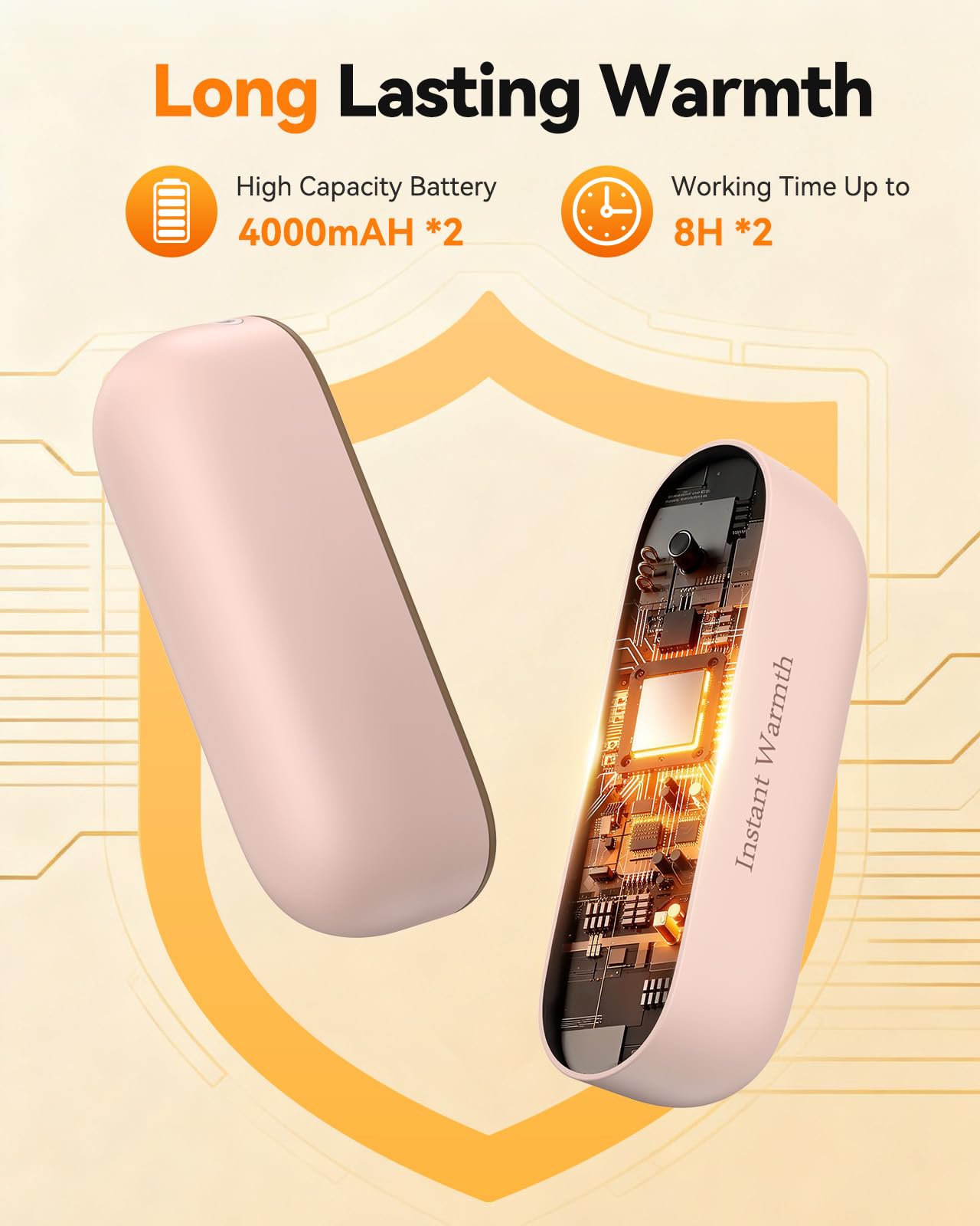 mstoekn 8000mah dual battery pink ensures long-lasting warmth for extended outings