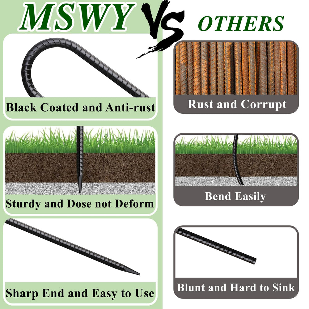 MSWY sharp point stakes enable easy soil insertion in dirt, grass, or sand