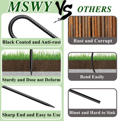 MSWY sharp point stakes enable easy soil insertion in dirt, grass, or sand