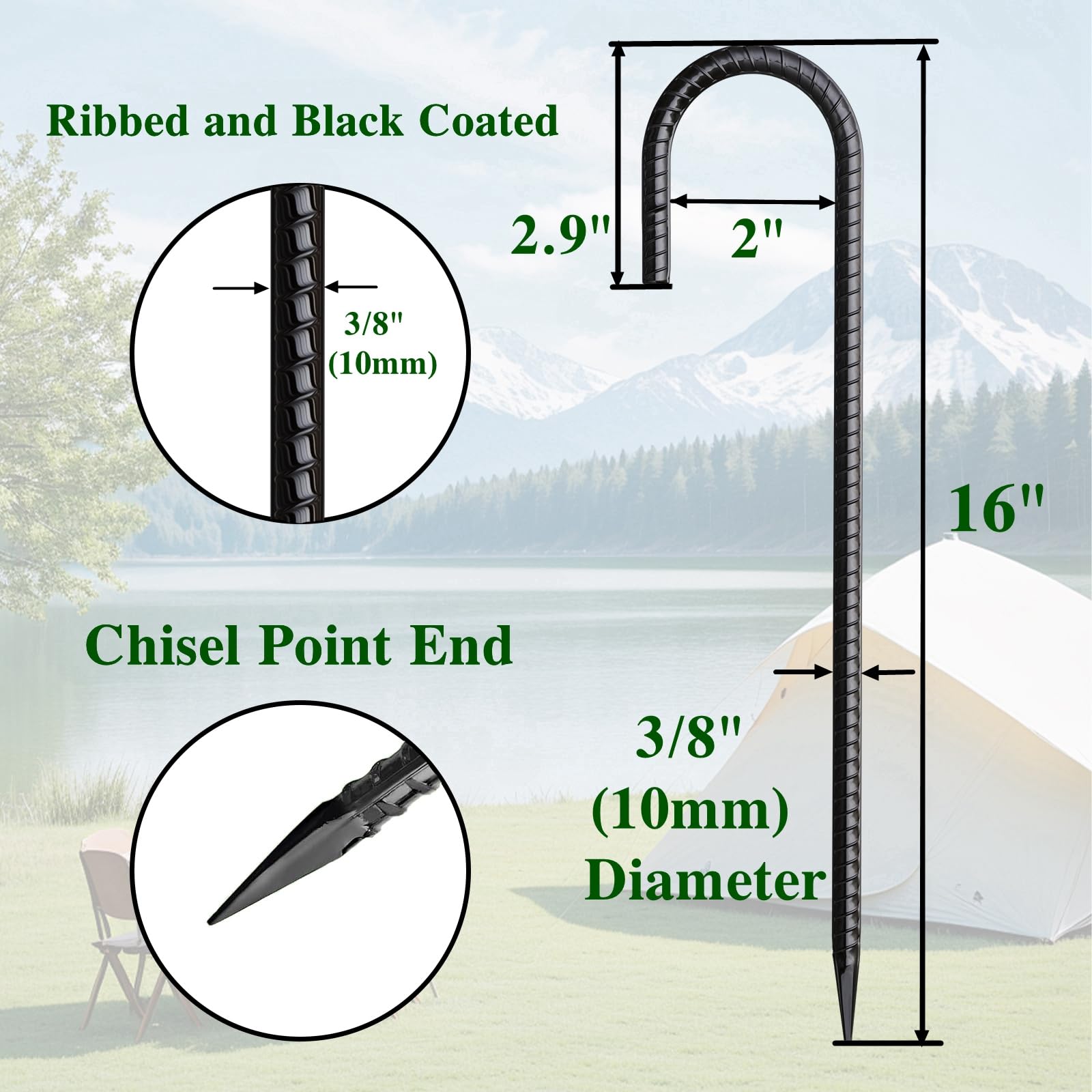 MSWY rebar stakes sharp end enables easy ground insertion.