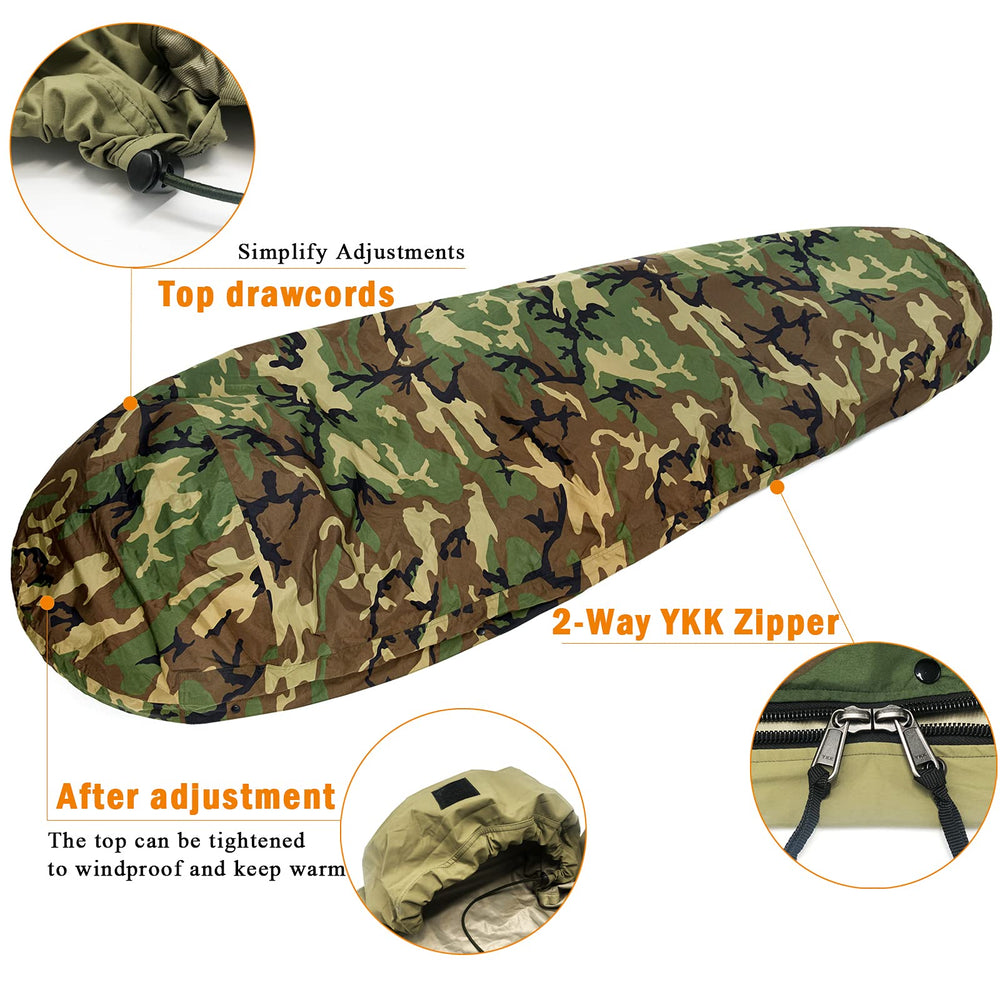 MT Army bivy cover fabric close-up shows waterproof breathable protection.