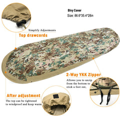 MT Army bivy cover fabric closeup highlighting waterproof breathable layers