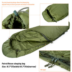 MT Army patrol sleeping bag with YKK zipper demonstrates durable closure.