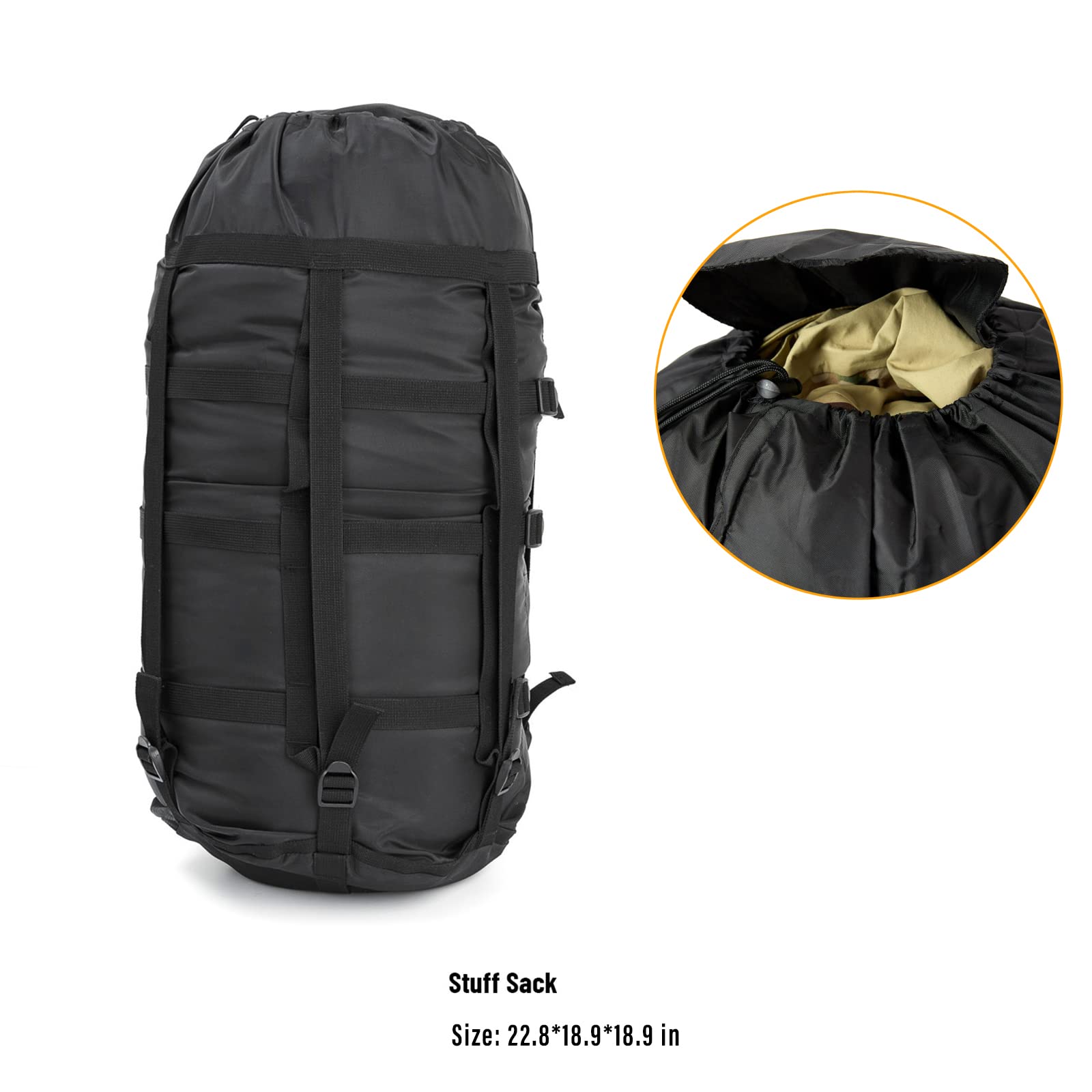 MT Army large stuff sack stores bags and bivy cover together for easy transport.