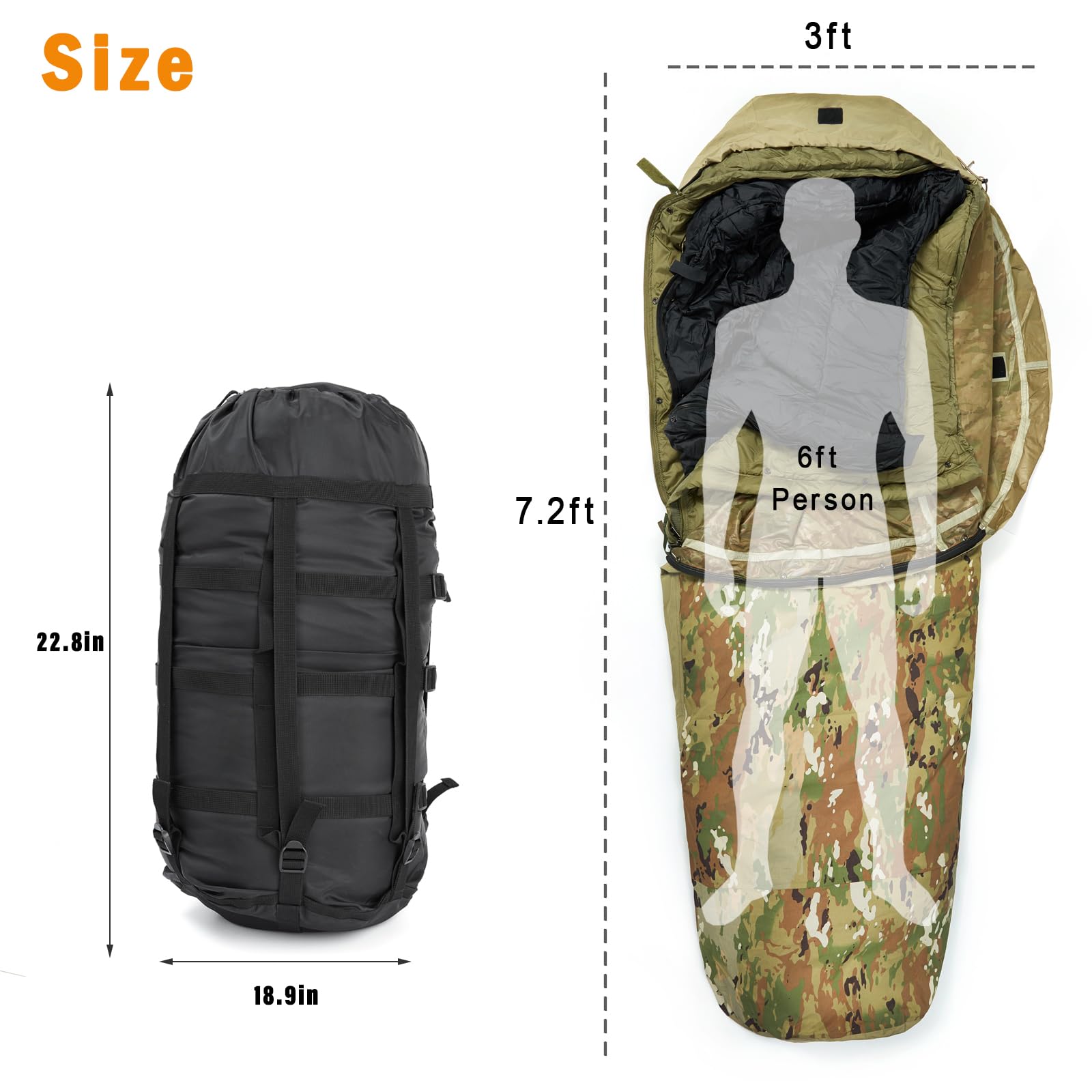 MT Army sleeping bag system patrol bag zipper demonstrates durable YKK hardware for tough conditions.