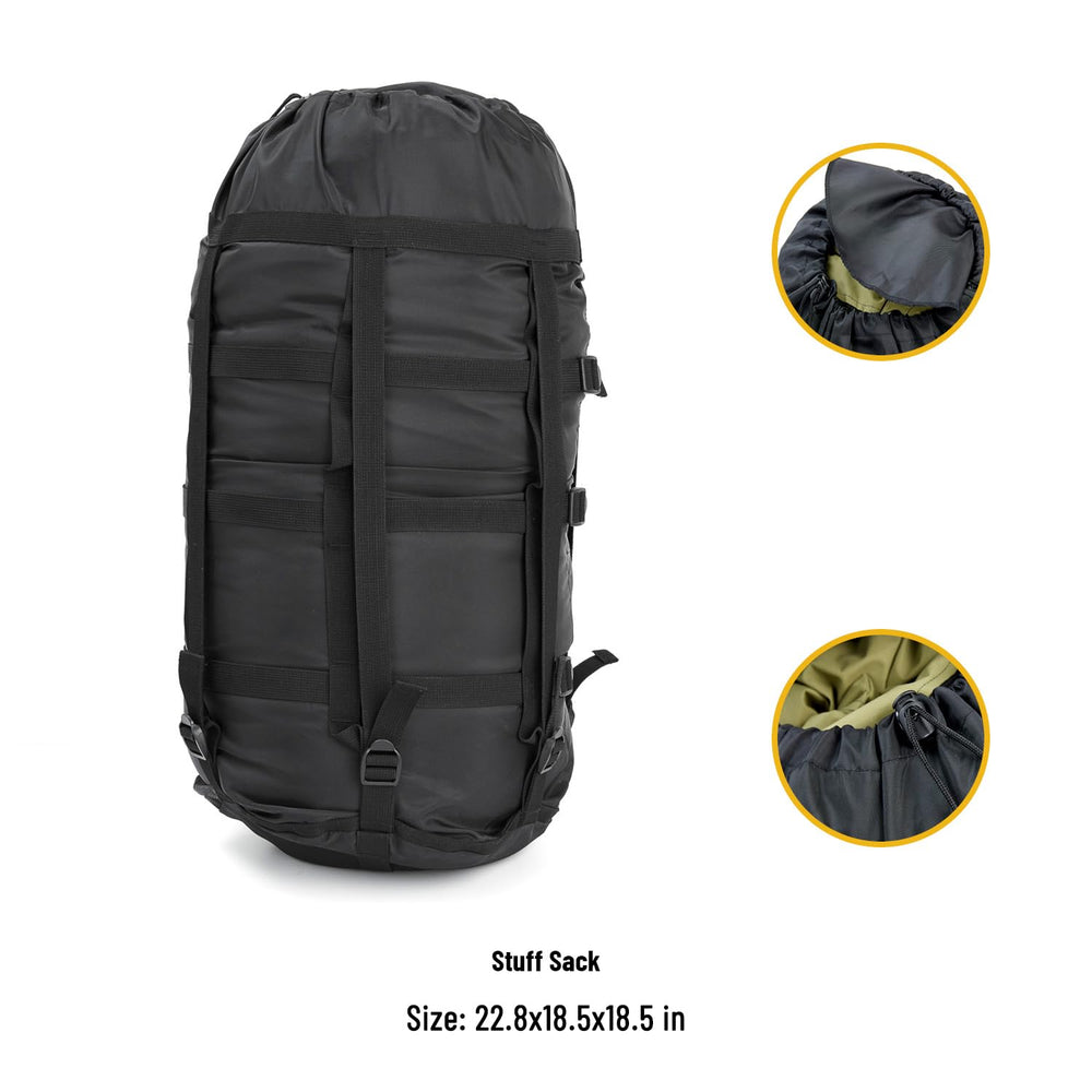 MT Army sleeping bag system supports extreme adaptability across 30°C to -40°C.