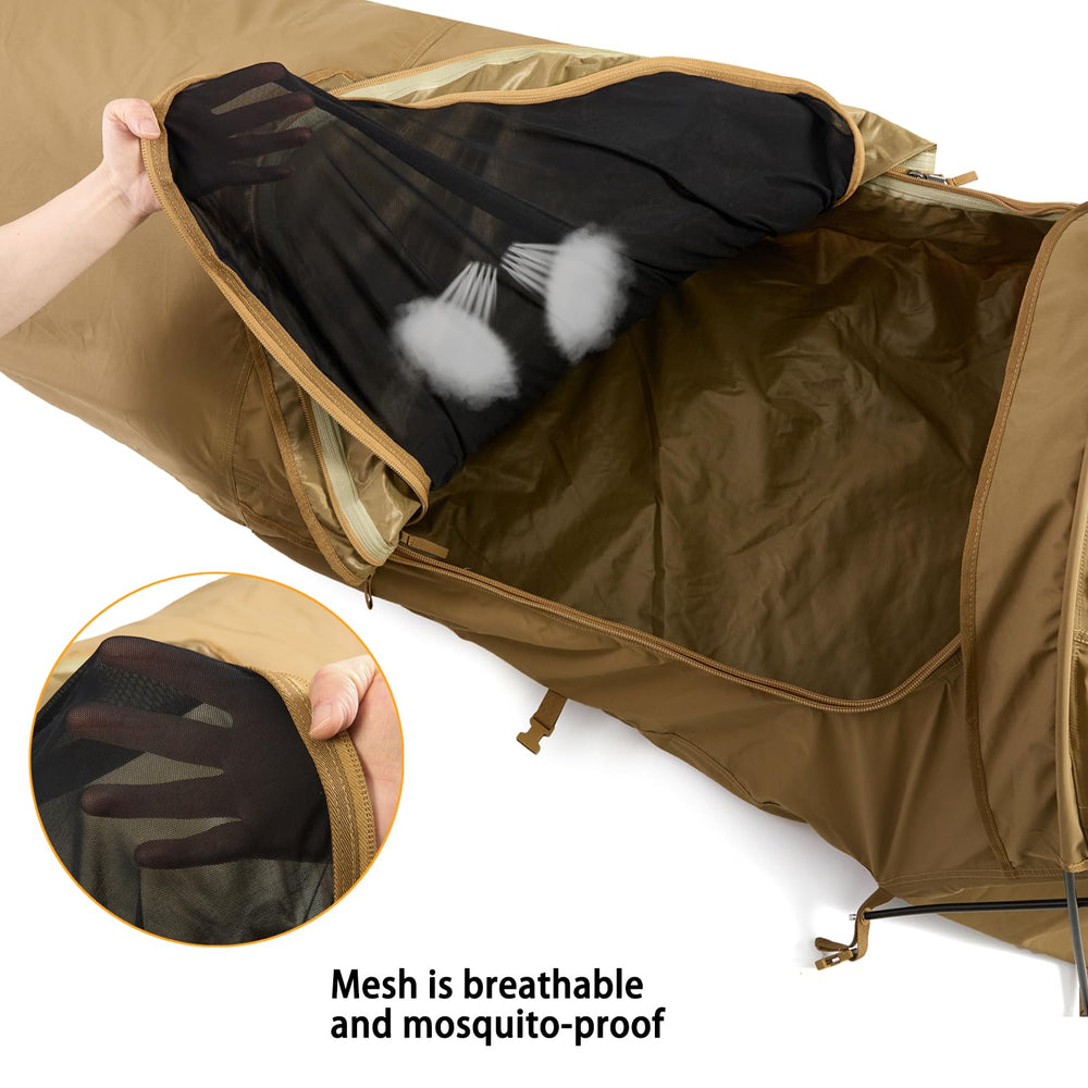 MT Military Hideaway Bivy Cover packs down compactly for backpacking.