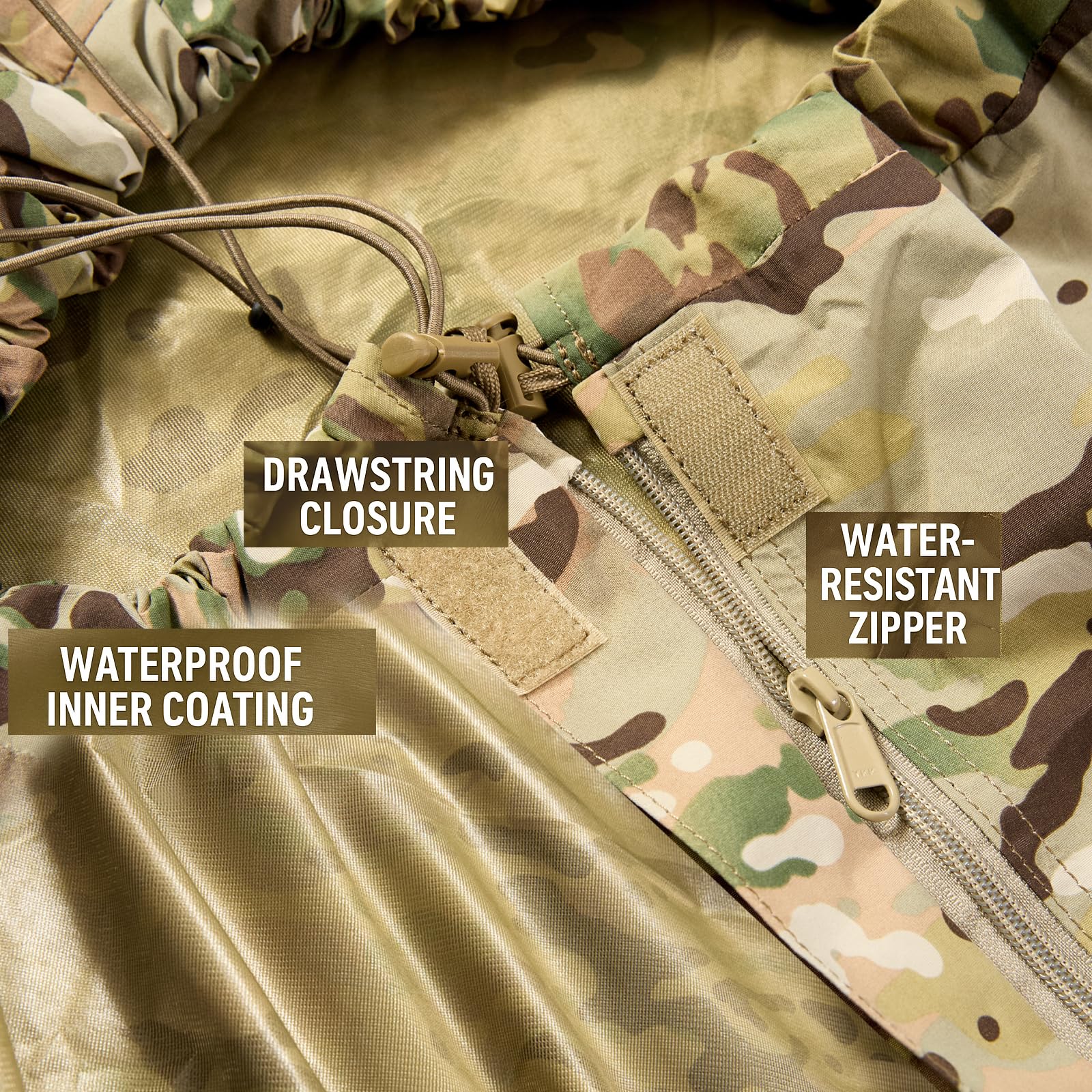 MT Military Nanovee Bivy Cover packing-ready design fits compactly into your pack.