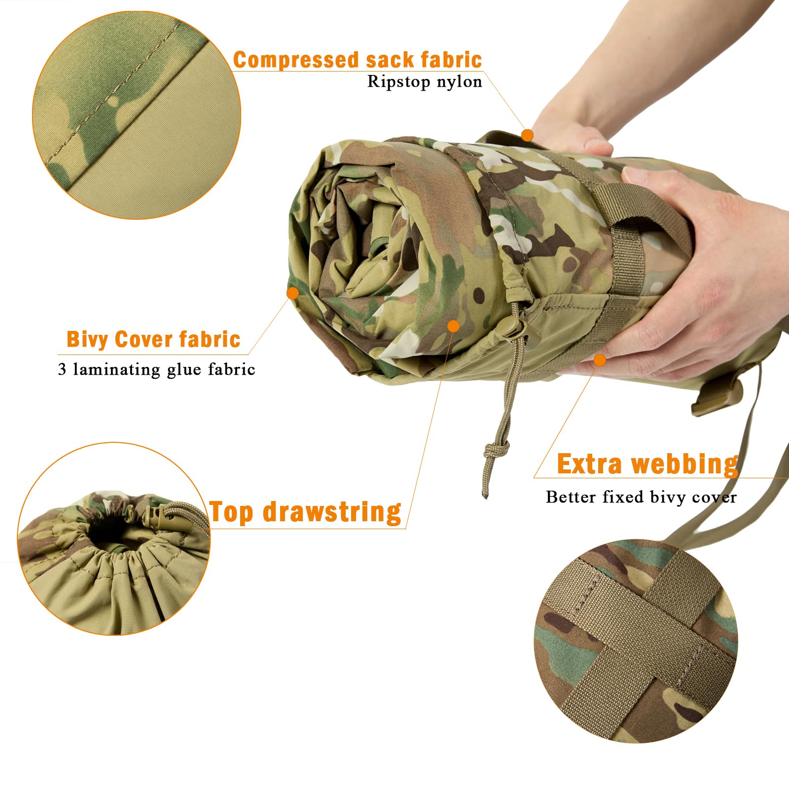 MT Military Nanovee Bivy Cover waterproof shell protects gear in rain or mist.