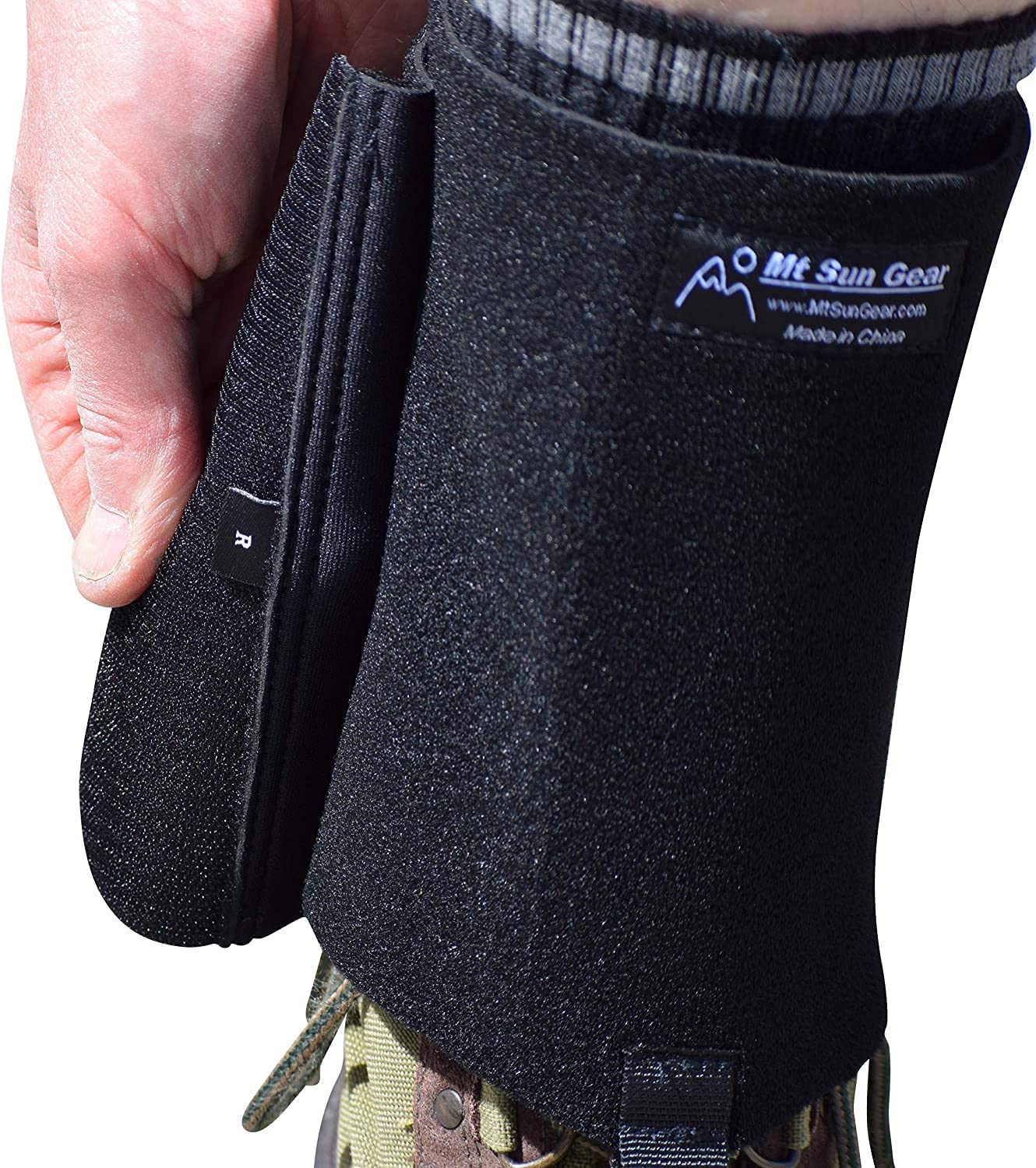 Mt. Sun Gear gravel guard on the right boot wrap blocks rocks and grit during river crossings.