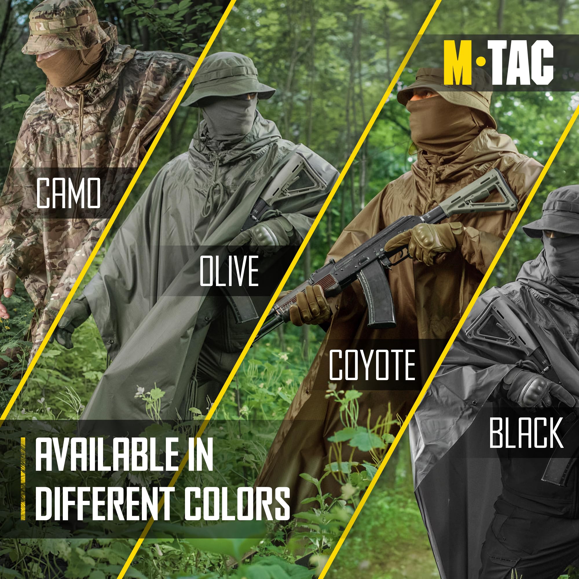 M-Tac tactical rain poncho doubles as emergency shelter in sudden downpours