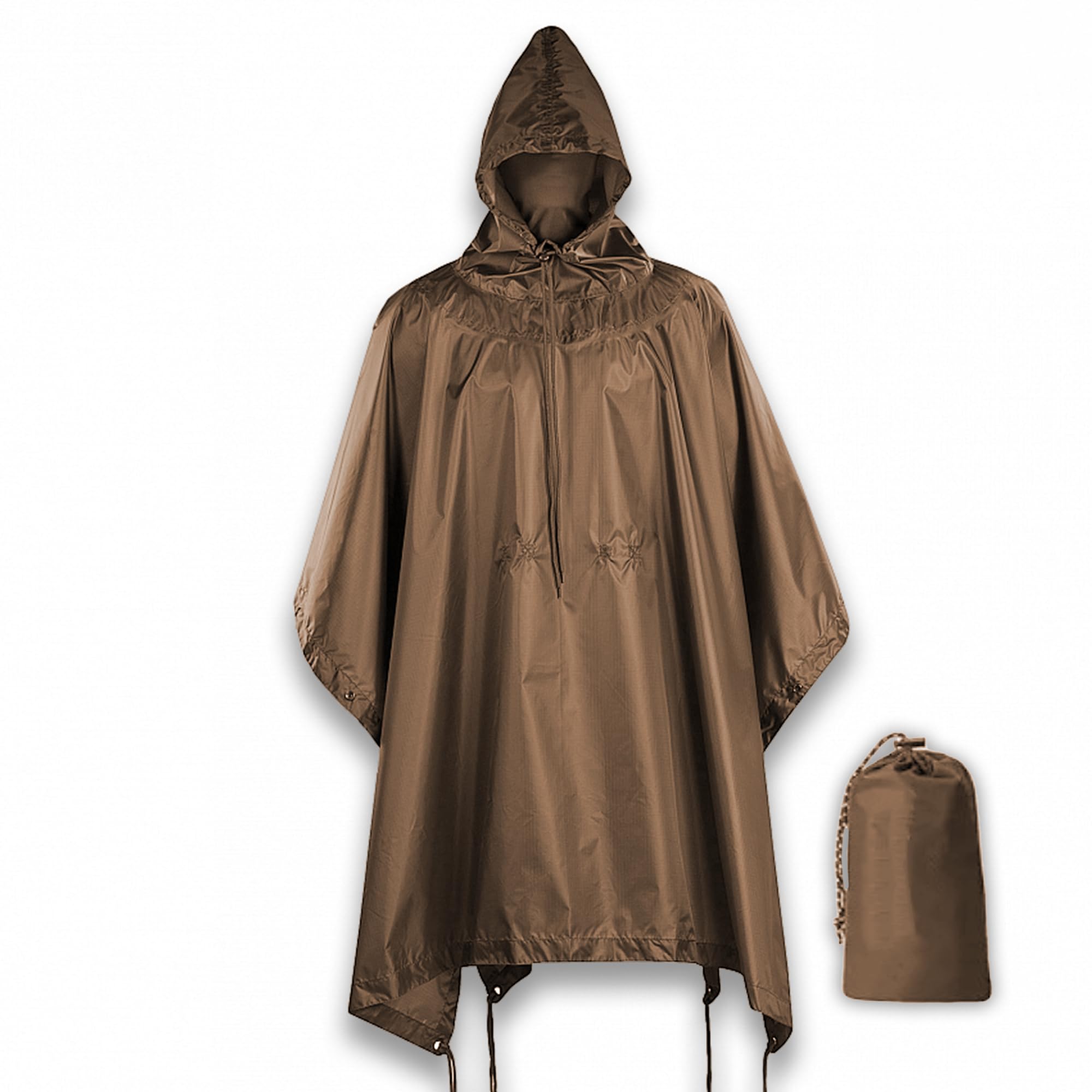 M-Tac tactical rain poncho foldable pouch offers portable rain protection for hiking adventures