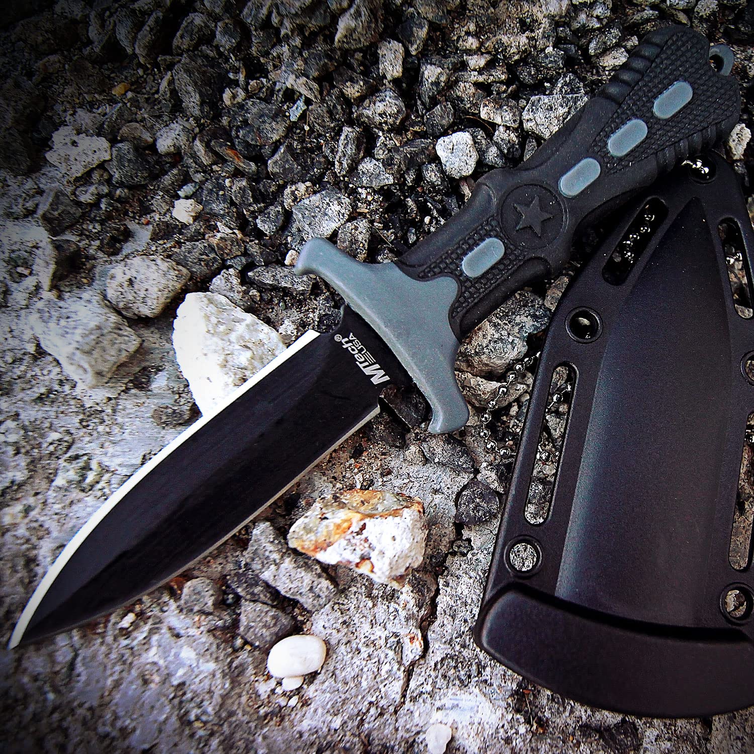 Product image of MT-20-14GY neck knife with sheath and chain