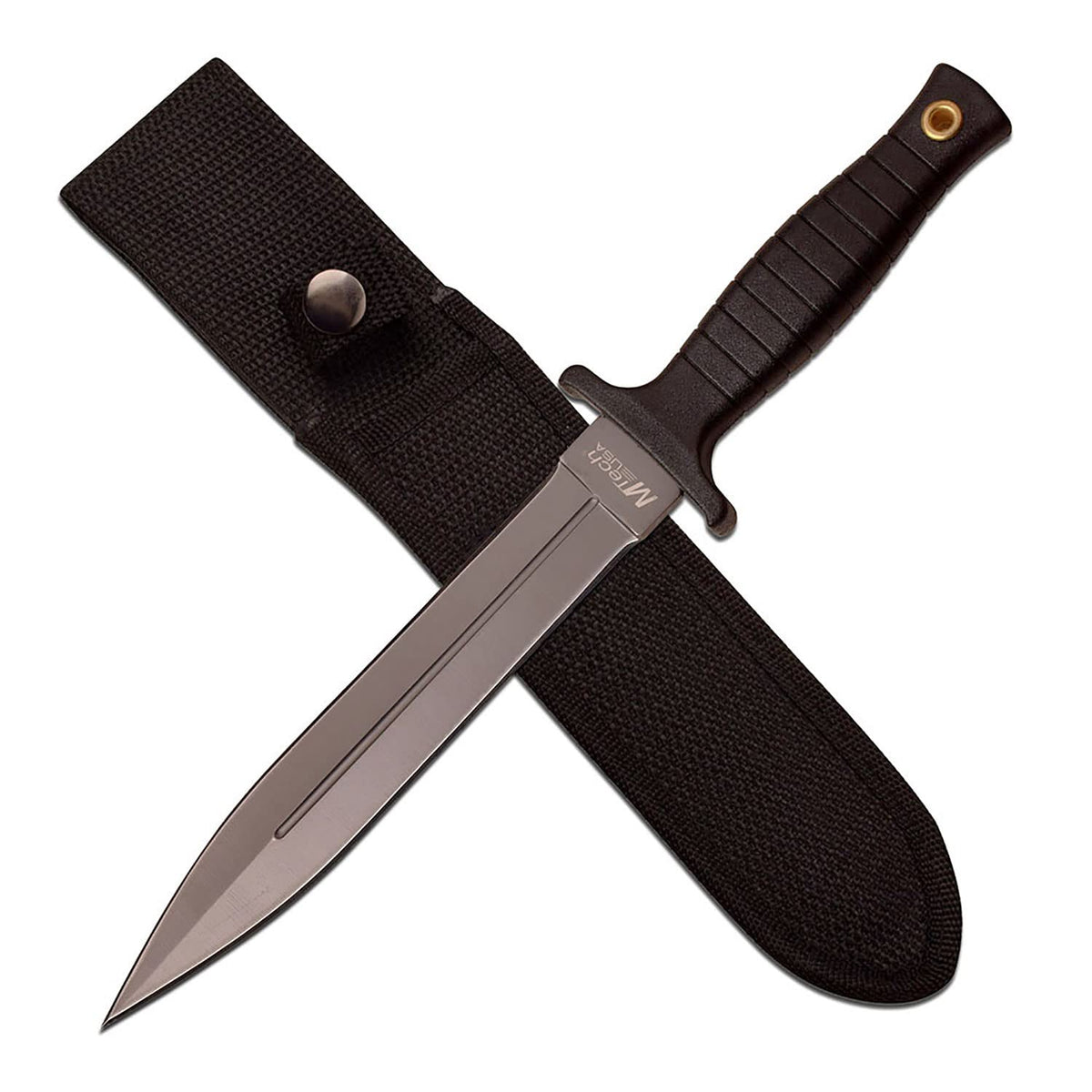 Front view of MTech USA MT-20-77GY fixed blade knife with grey TiNite coated blade