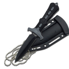 MTech USA MT-20-14GY fixed blade neck knife with black blade