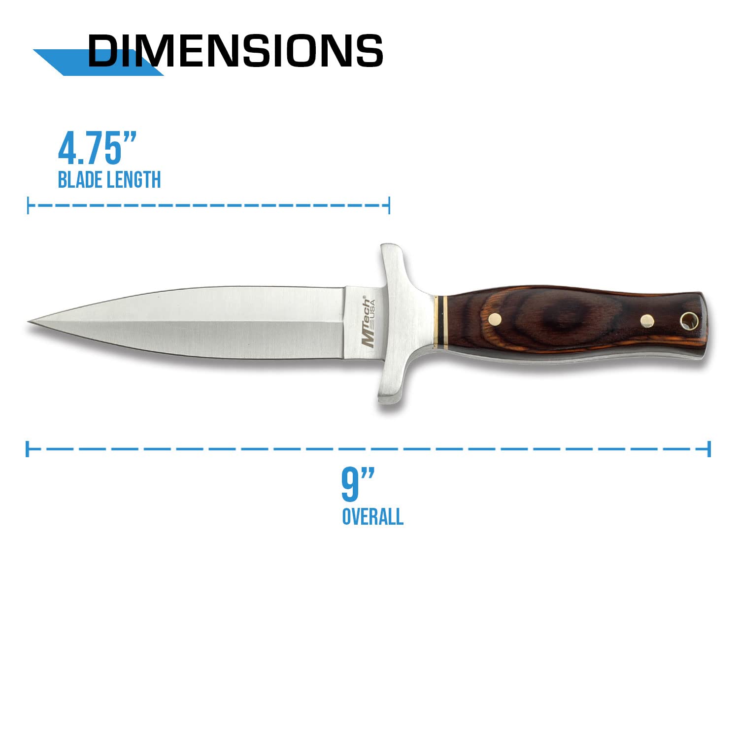 Brown wood handle with stainless steel bolster on MT-20-03