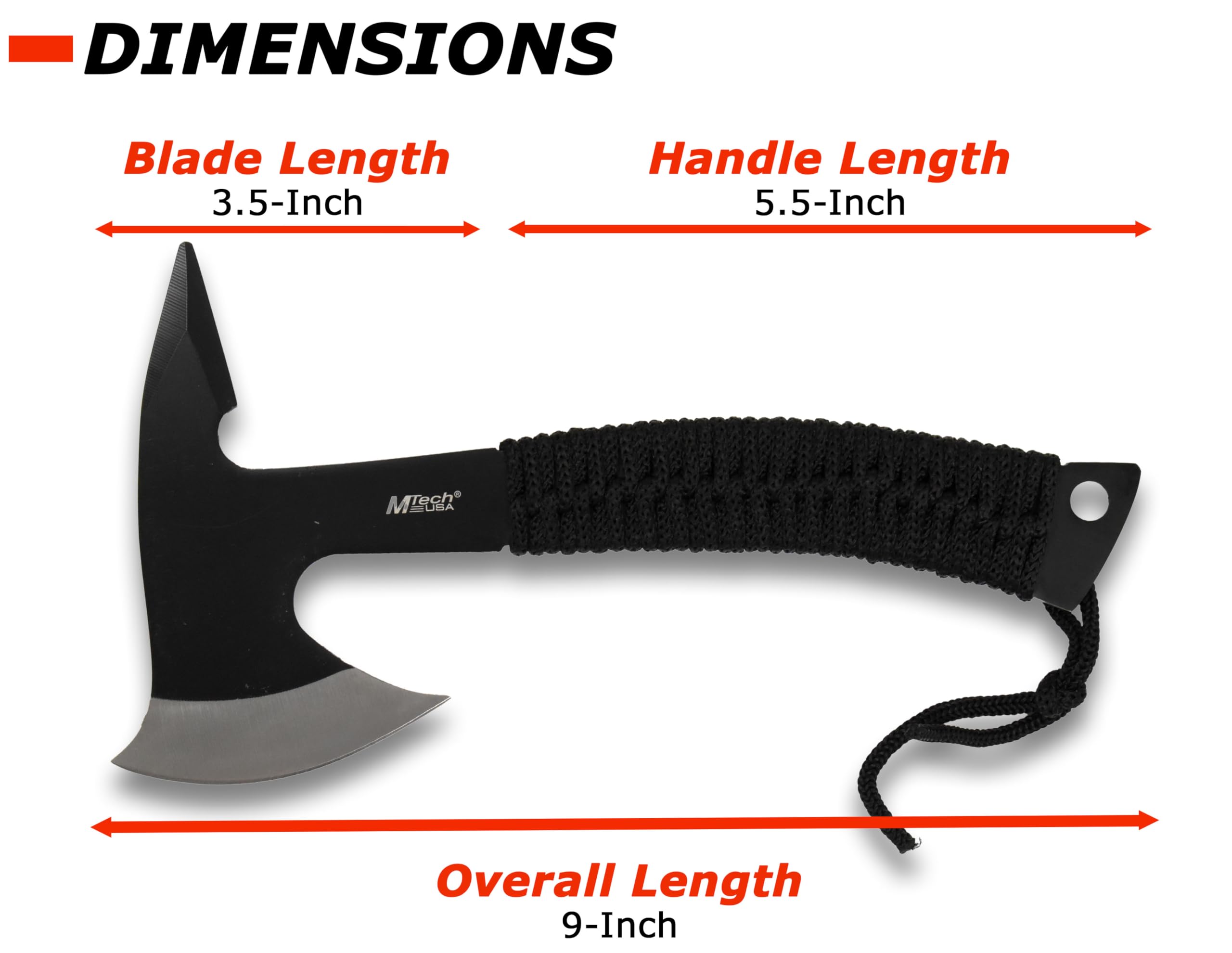 MTECH USA MT-629-MC axe compact design enables easy carry and versatile tasks.
