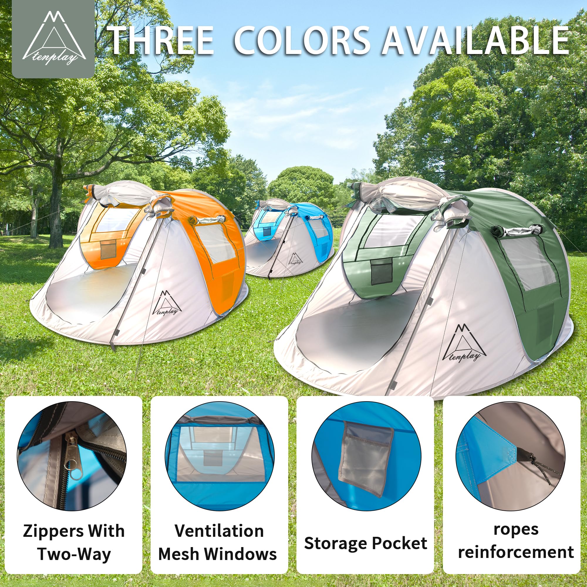Mtenplay TENPLAY tent orange with two doors for easy entry and exit