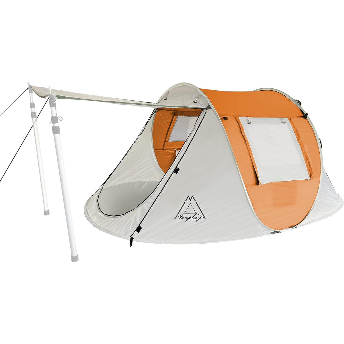 Mtenplay TENPLAY Pop Up Tent orange, fully set up for quick shelter